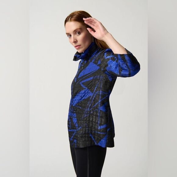 Joseph Ribkoff Black & Royal Sapphire Jacket Sz 2 - Picture 8 of 10